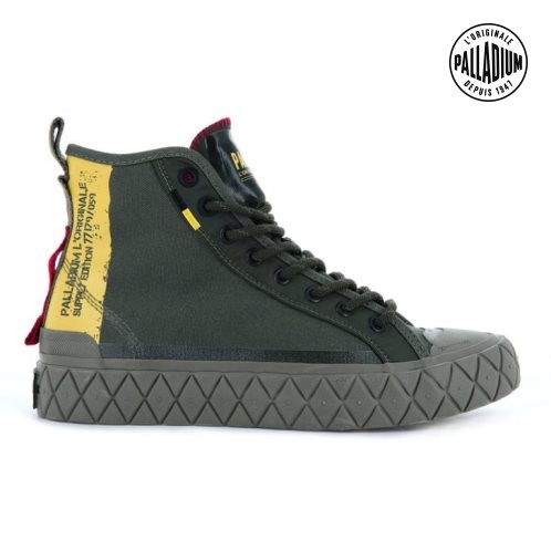 Palladium Palla Ace Supply Mid High Tops Women's Sneakers Green | UK Z576-QPE